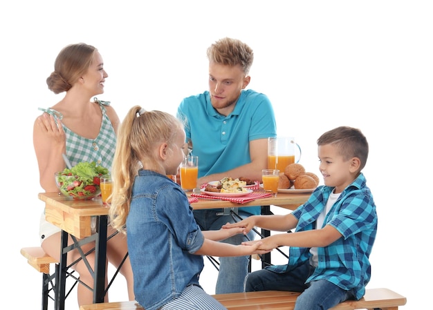 happy family eating together